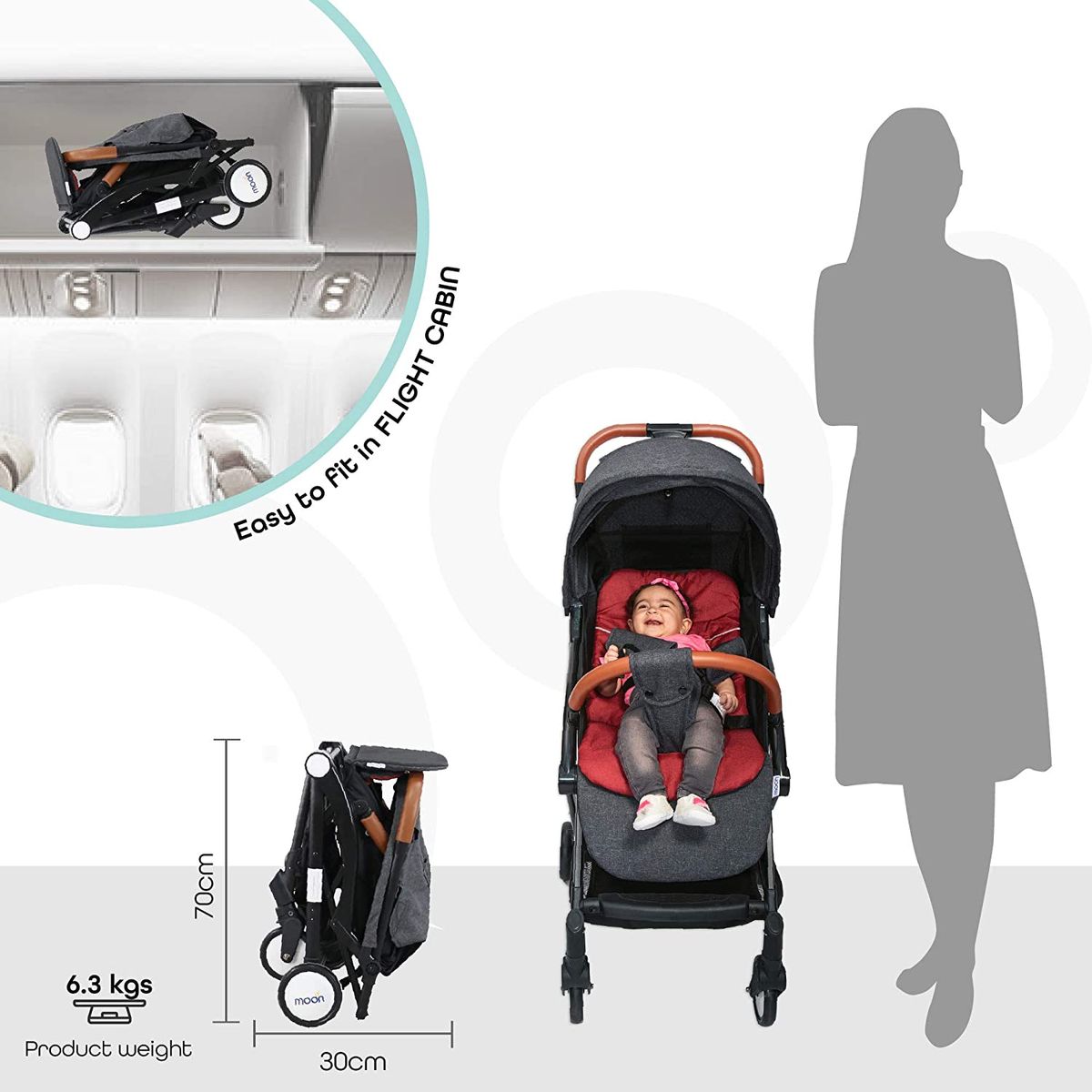Moon Ritzi Stroller Red Birth to 18 kg - MNBGSBR06