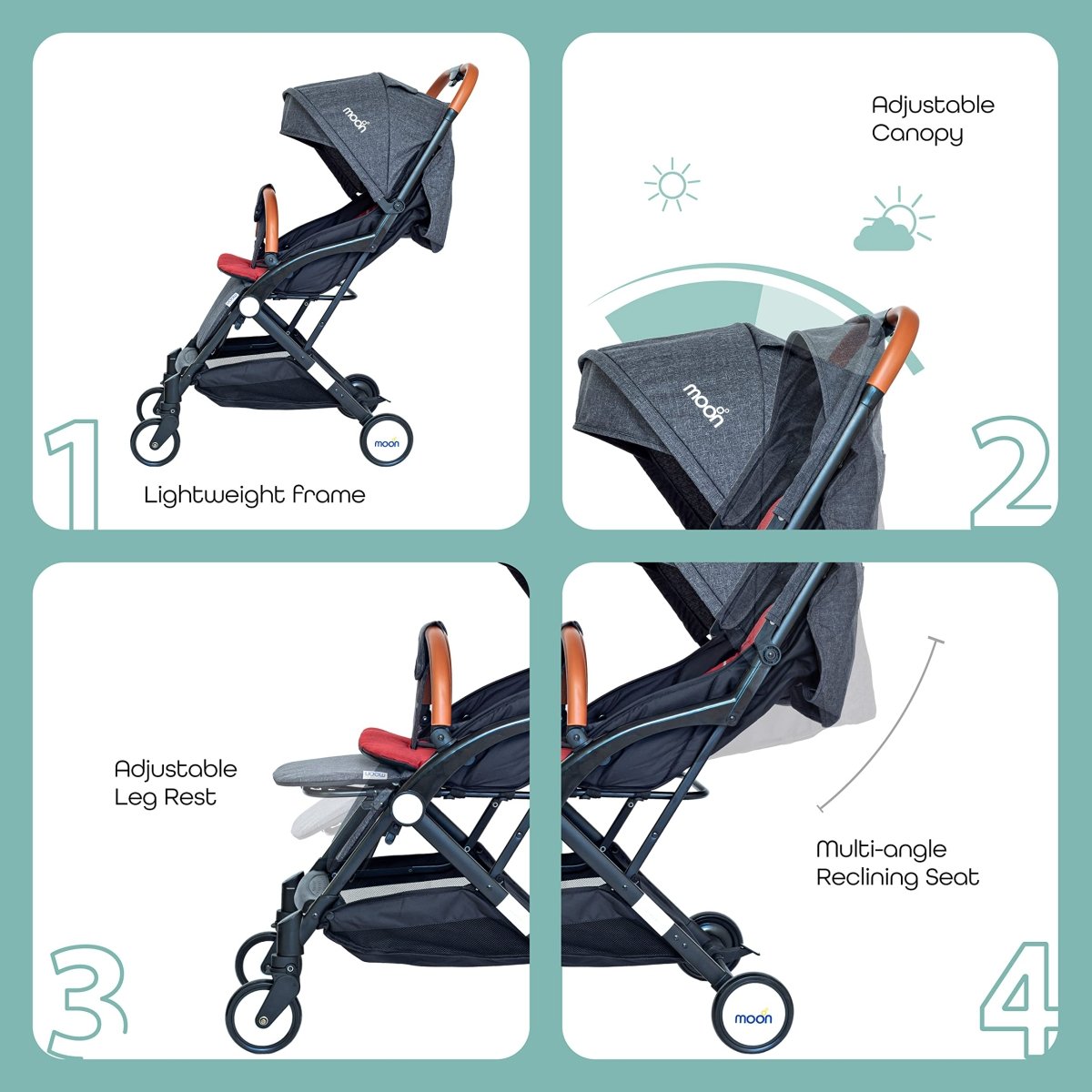 Moon Ritzi Stroller Red Birth to 18 kg - MNBGSBR06