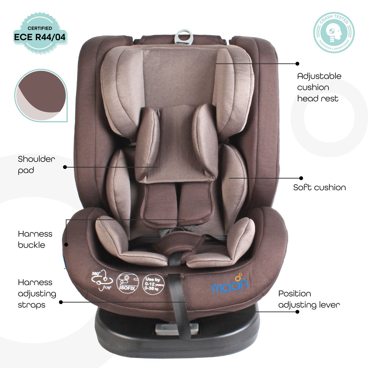 Moon Rover Car Seat Brown - MNBGCBN05
