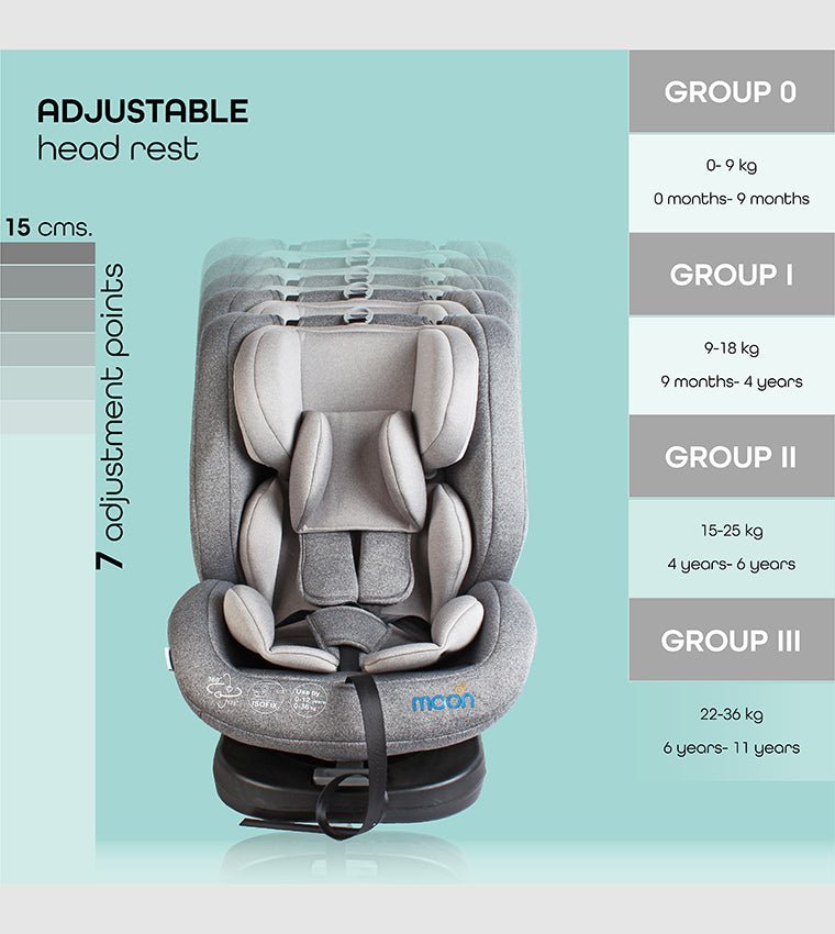 Moon Rover Car Seat Grey Birth to 12 Years - MNBGCGY07