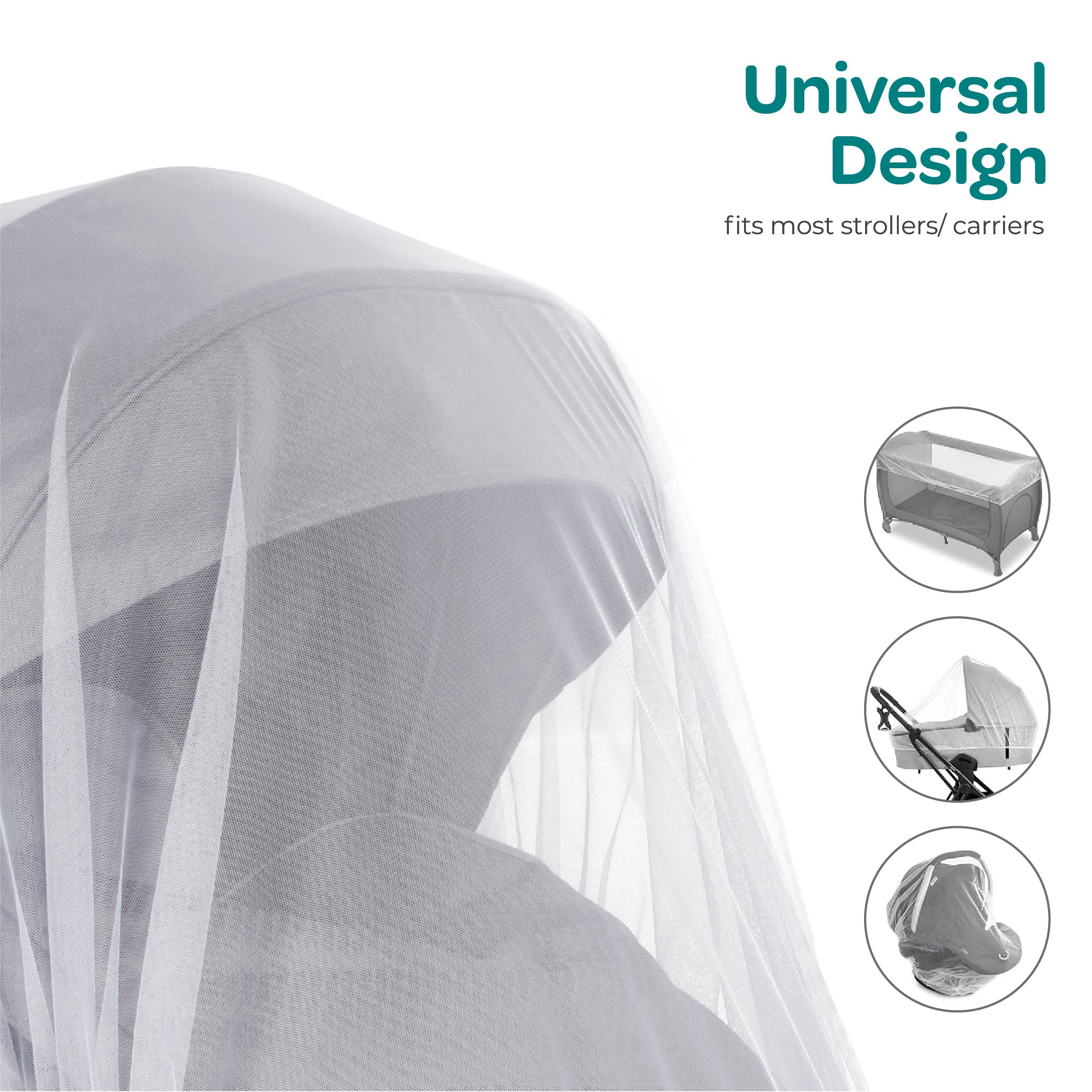 Moon Stroller Mosquito net T&G Accessory White Birth to 48 Months - MNNSSA01
