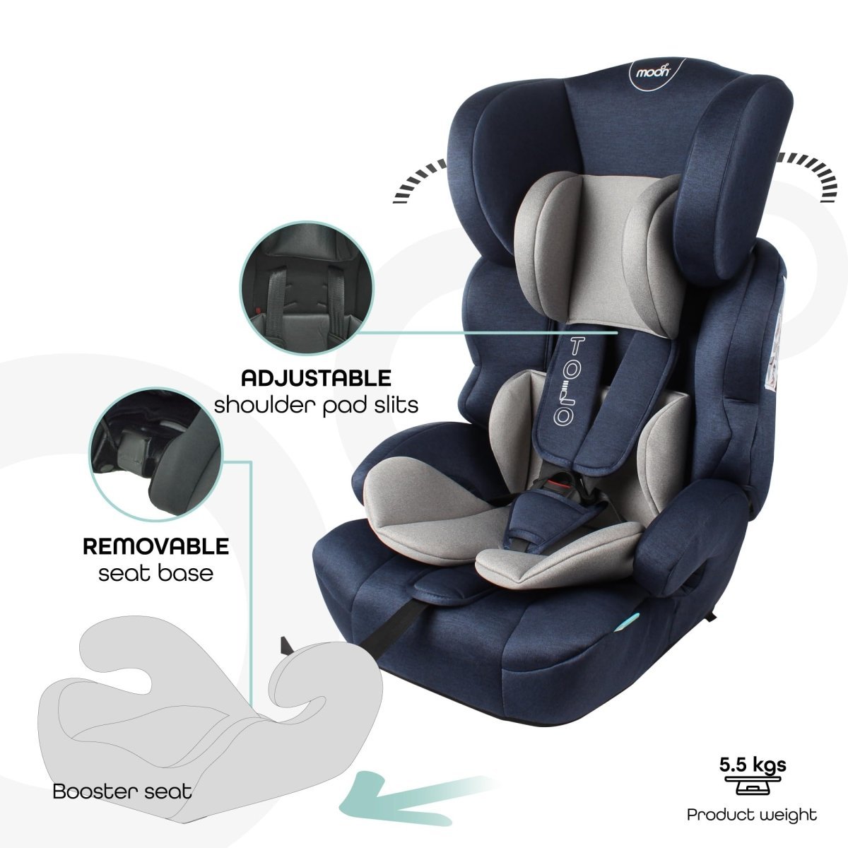 Moon Tolo Car Seat Blue - MNNCSMT70
