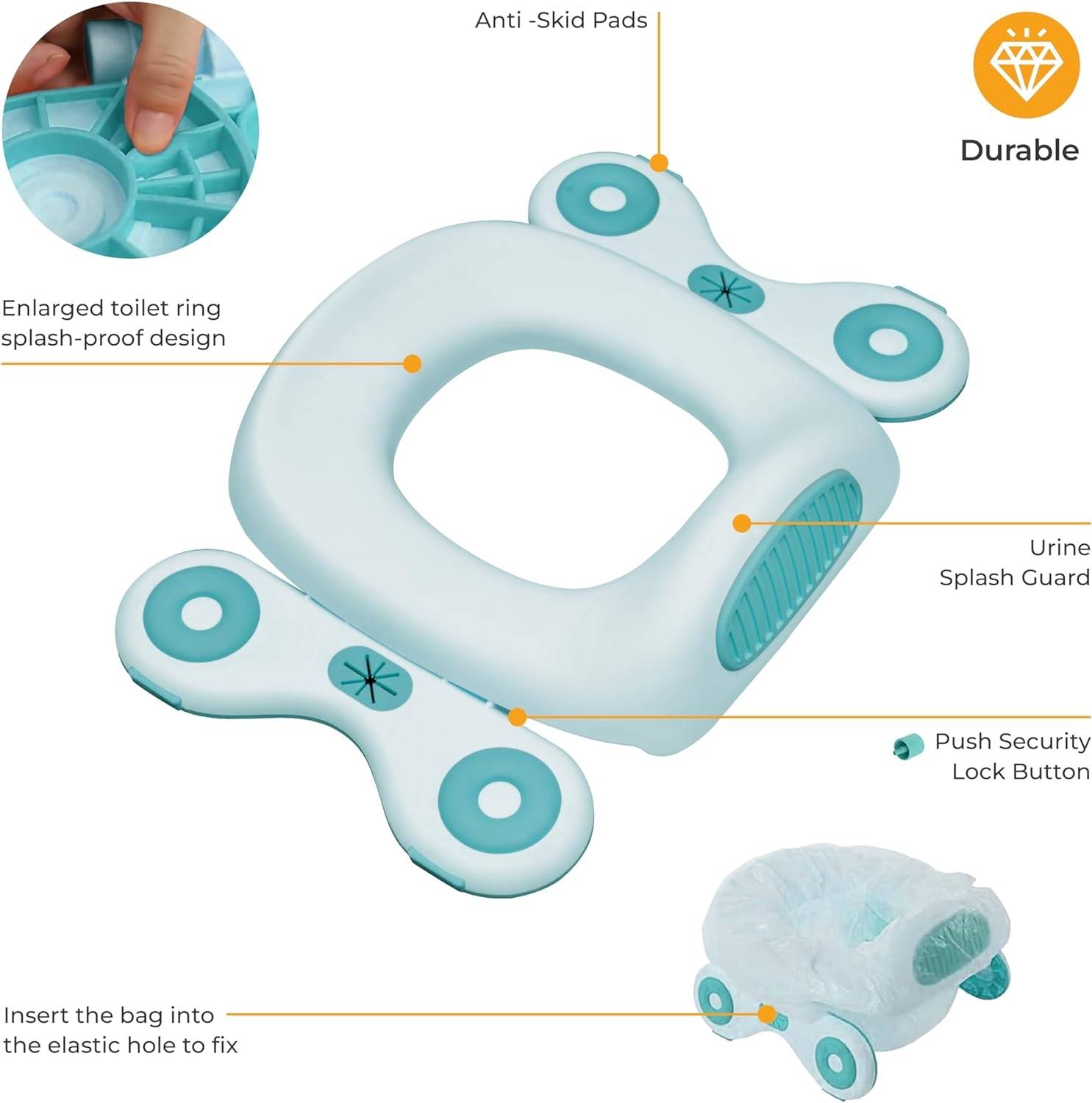 Moon Travel Baby Potty Seat Potty Training Teal - MNNSPT02