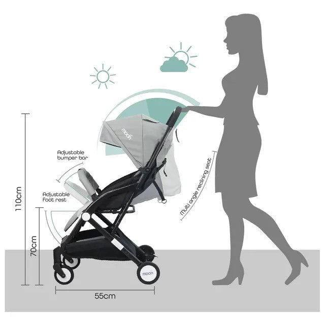 Moon Travel Lite Stroller Lite Grey - MNBGKMD15
