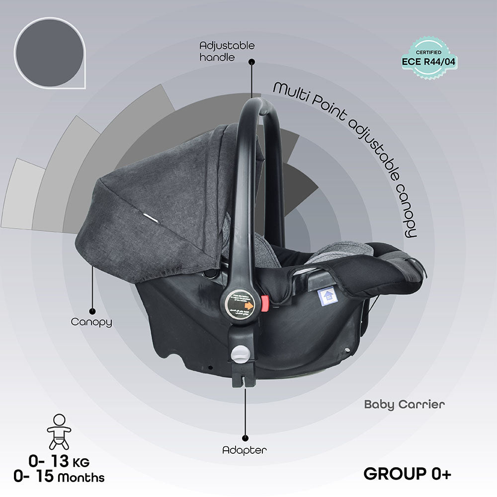 Moon Tres 3in1 Travel System Dark Grey Birth to 15 kg - MNNPRMT24