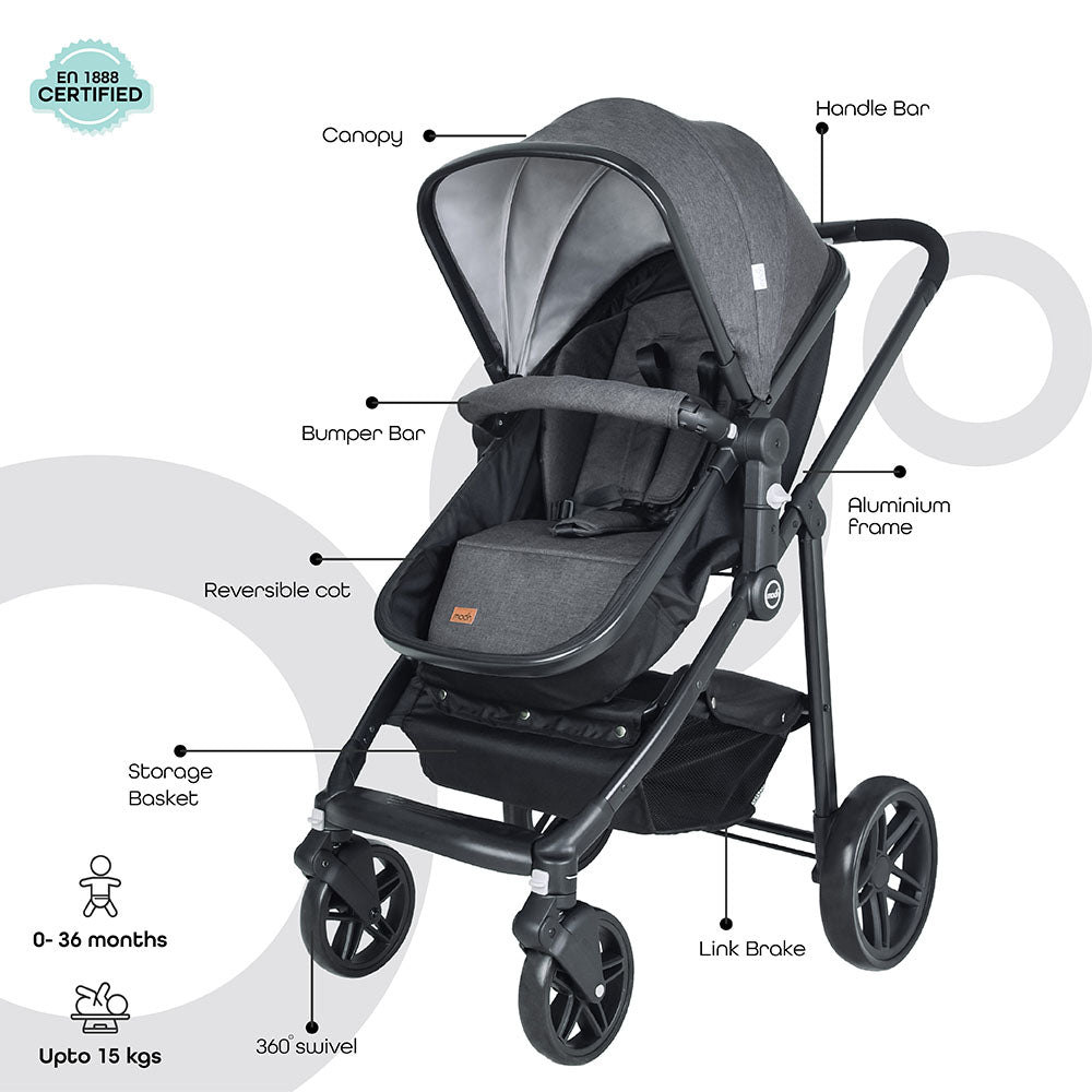 Moon Tres 3in1 Travel System Dark Grey Birth to 15 kg - MNNPRMT24