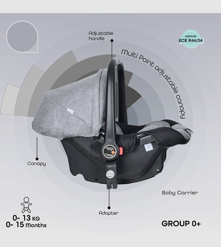 Moon Tres 3in1 Travel System Lite Grey Birth to 15 kg - MNNPRMT23