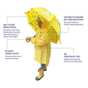 Mr. Extinct Horn Raincoat, Umbrella & Boots matching Rainwear set for Kids - 