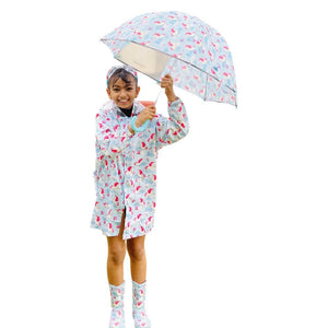 Ms. Grace Blush Raincoat, Umbrella & Boots matching Rainwear set for Kids - 