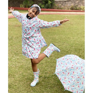 Ms. Grace Blush Raincoat, Umbrella & Boots matching Rainwear set for Kids - 