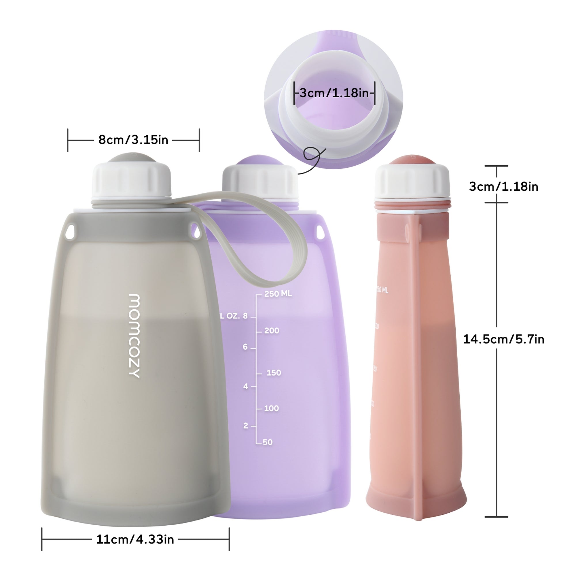 Momcozy Silicone Milk Storage Bags 2pcs Maternity Accessory Purple and White