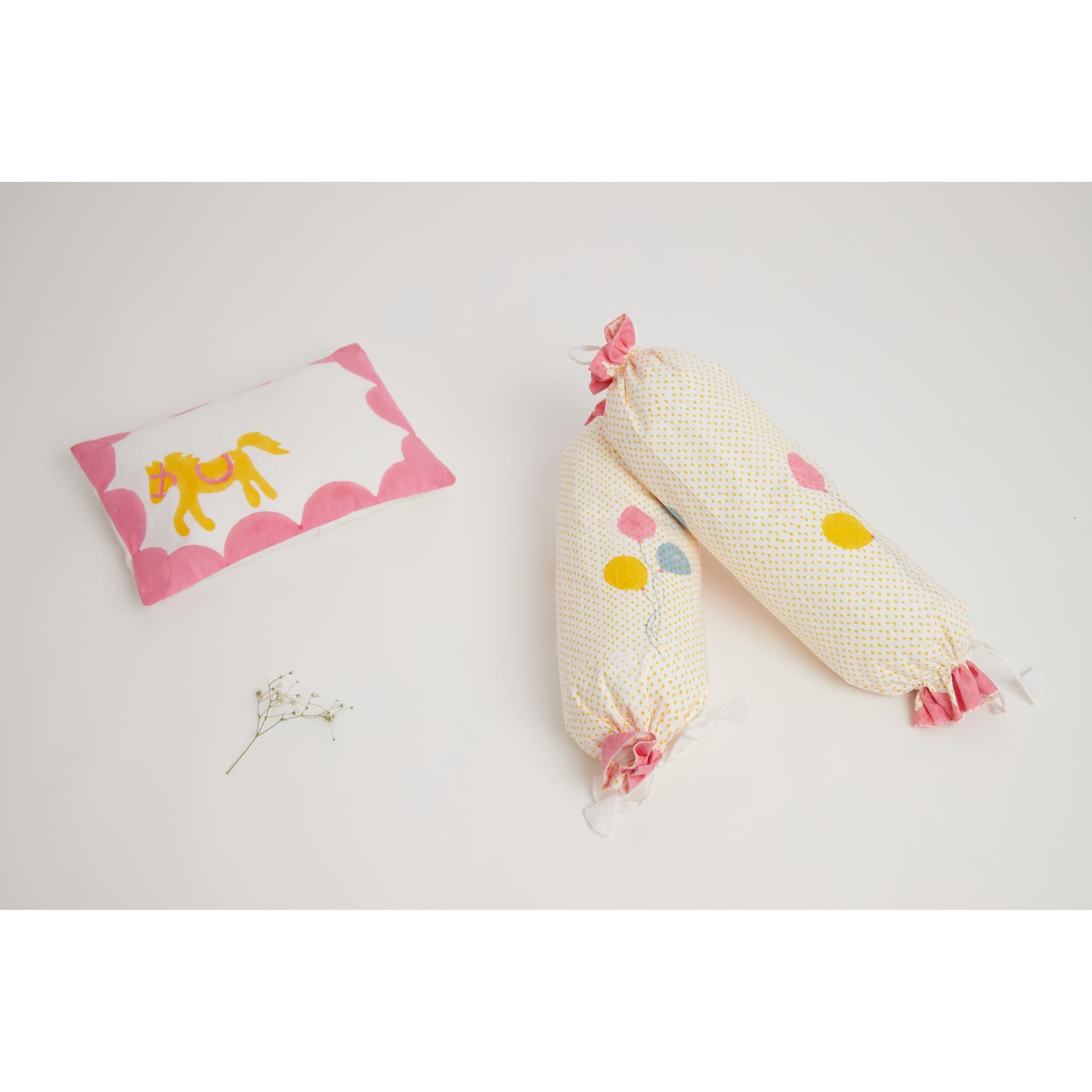 Masaya Pure Cotton Pillow & Bolster Set Circus - Pink