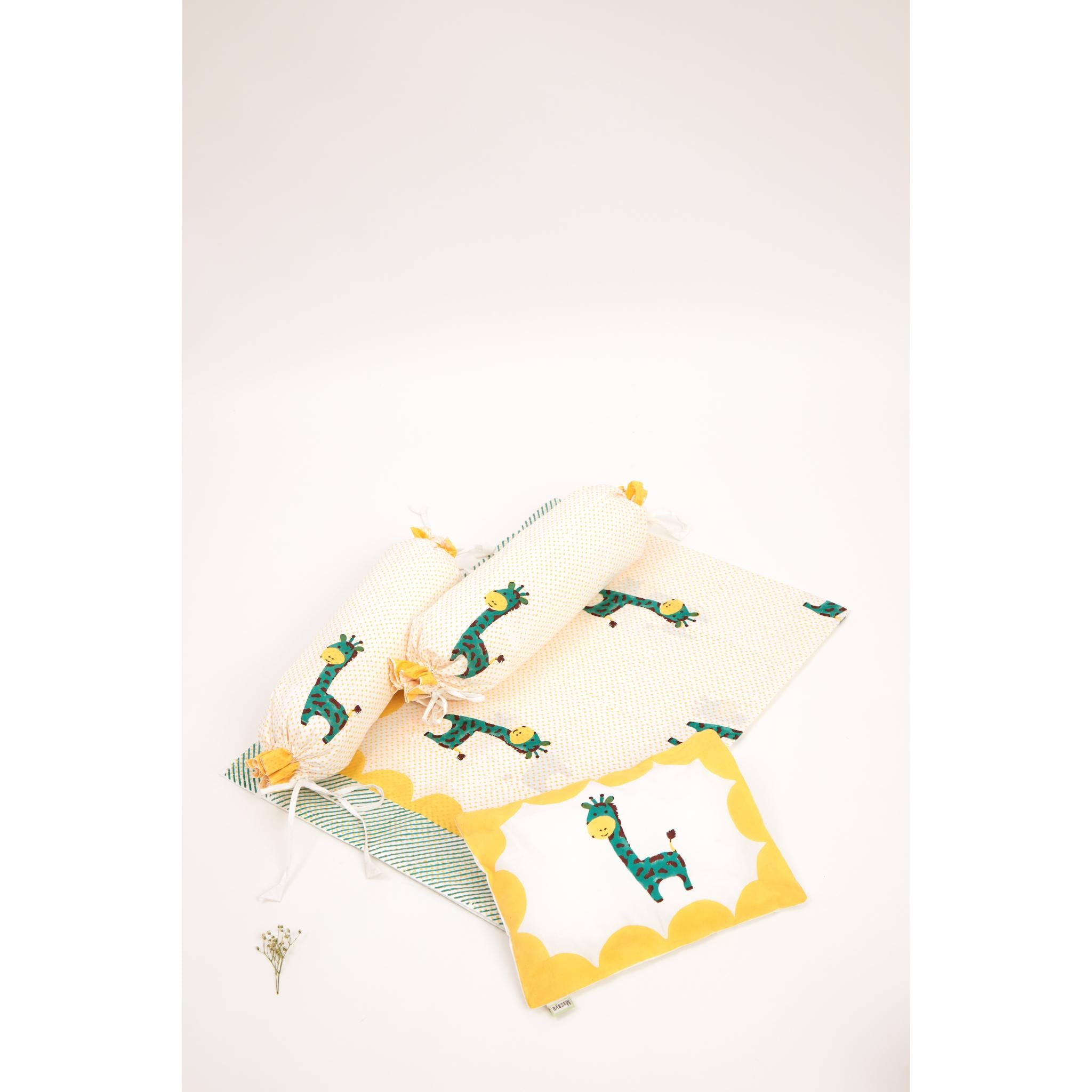 Masaya Pure Cotton Cot Bedding Set Giraffe - Teal