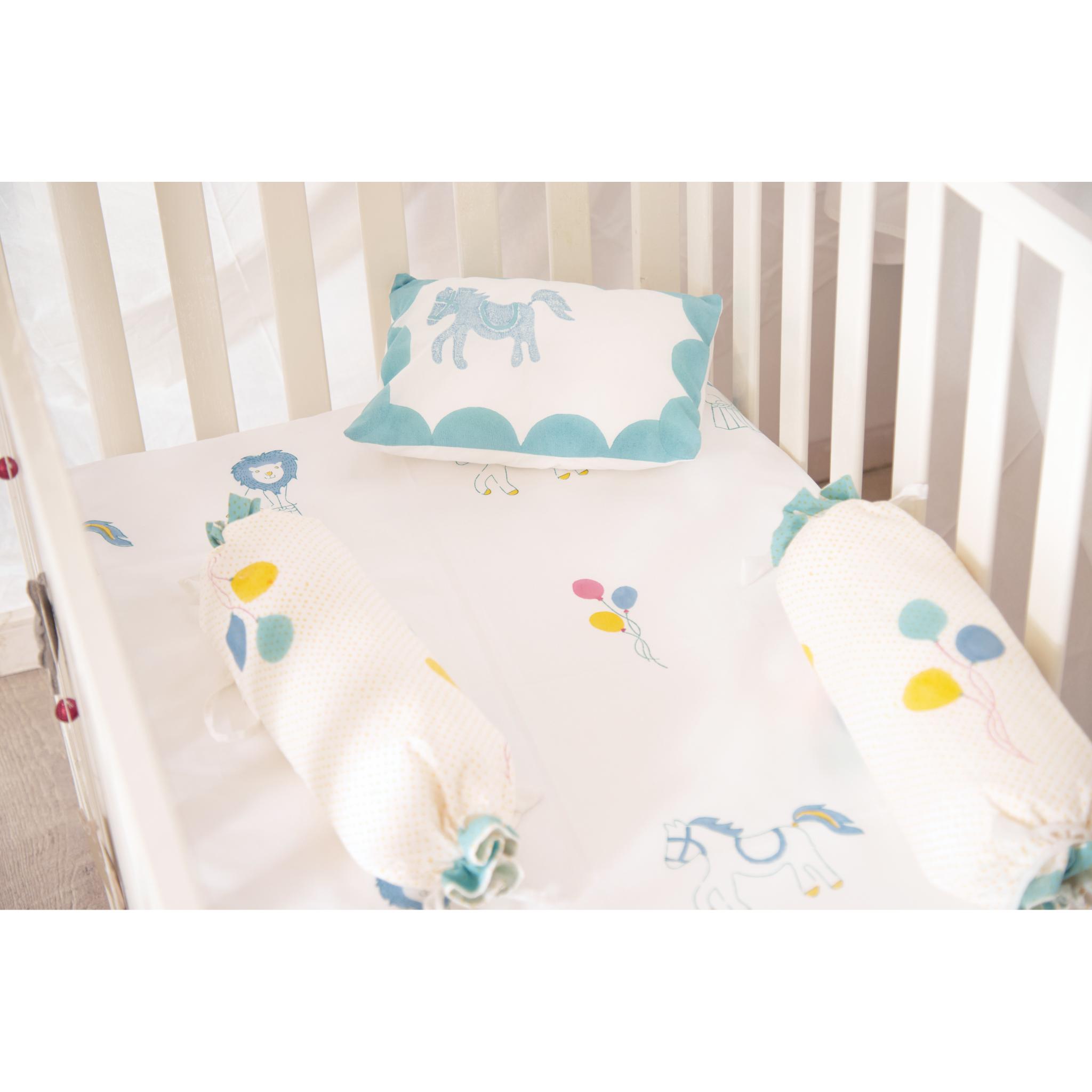 Masaya Pure Cotton Cot Bedding Set Circus - Teal