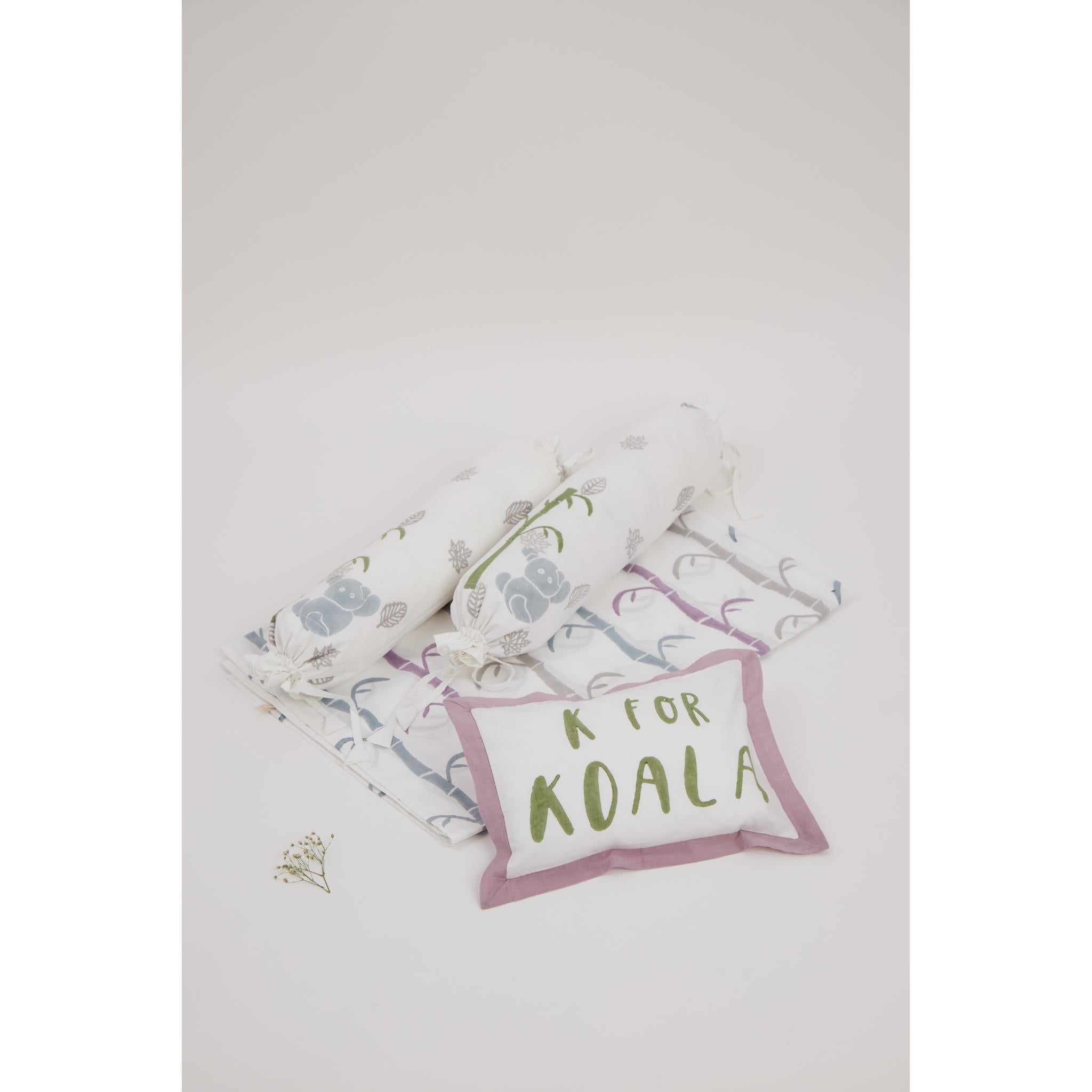 Cute Koala And Tree Printed Cot Set.