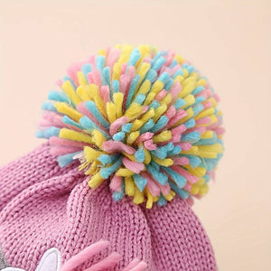 Muave Frill Unicorn Winter Cap Beanie & matching Gloves, 2 pcs set, 3yrs- 8yrs - Little Surprise BoxMuave Frill Unicorn Winter Cap Beanie & matching Gloves, 2 pcs set, 3yrs- 8yrs