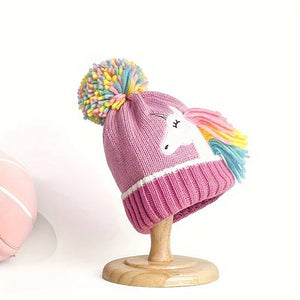 Muave Frill Unicorn Winter Cap Beanie & matching Gloves, 2 pcs set, 3yrs- 8yrs - Little Surprise BoxMuave Frill Unicorn Winter Cap Beanie & matching Gloves, 2 pcs set, 3yrs- 8yrs