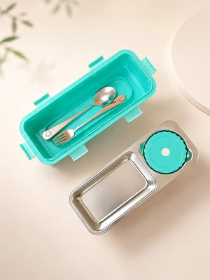 Mulberro 2-Compartment Kids Stainless Steel Lunch Box | Leak-Proof | Fork, Spoon & Sauce Container Included - Baby Food & Storage