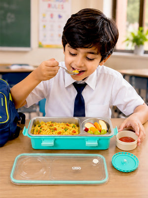 Mulberro 2-Compartment Kids Stainless Steel Lunch Box | Leak-Proof | Fork, Spoon & Sauce Container Included - Baby Food & Storage