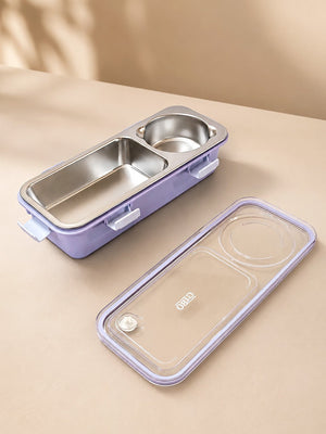 Mulberro 2-Compartment Stainless Steel Kids Lunch Box | Leak-Proof | Sauce Container | Fork & Spoon Included - Baby Food & Storage
