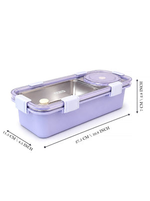 Mulberro 2-Compartment Stainless Steel Kids Lunch Box | Leak-Proof | Sauce Container | Fork & Spoon Included - Baby Food & Storage
