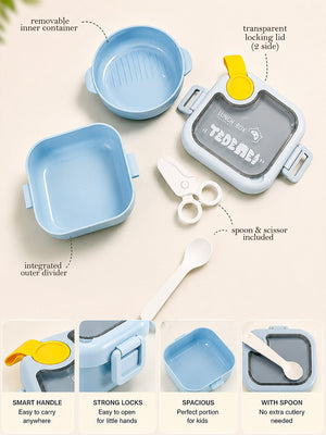 Mulberro 2-Tier Kids Lunch Box | Removable Inner Bowl | Spoon & Scissor Included | BPA-Free - Baby Food & Storage