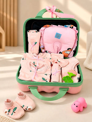 Mulberro 23Pcs Pure Cotton Welcome Baby Gift Set with Pink Suitcase 0-3M - Gifts & Gift Sets