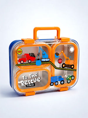 Mulberro 3-Compartment Kids Lunch Box | Stainless Steel Tray | Leak-Proof | Fork & Spoon Included - Insulated lunch bag