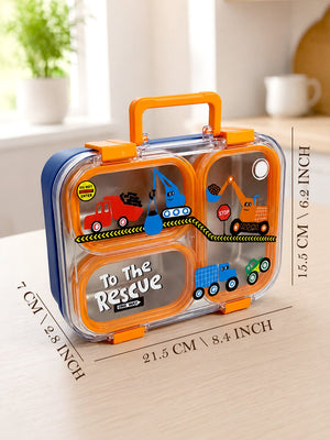 Mulberro 3-Compartment Kids Lunch Box | Stainless Steel Tray | Leak-Proof | Fork & Spoon Included - Insulated lunch bag