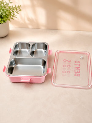 Mulberro 3-Compartment Kids Stainless Steel Lunch Box | Leak-Proof | Fork & Spoon Included - Baby Food & Storage