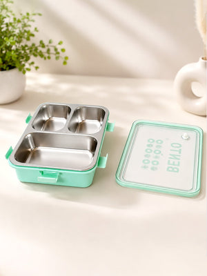 Mulberro 3-Compartment Kids Stainless Steel Lunch Box | Leak-Proof | Fork & Spoon Included - Baby Food & Storage