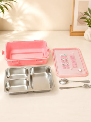 Mulberro 3-Compartment Kids Stainless Steel Lunch Box | Leak-Proof | Fork & Spoon Included - Baby Food & Storage