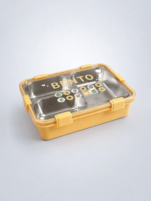 Mulberro 3-Compartment Kids Stainless Steel Lunch Box | Leak-Proof | Fork & Spoon Included - Baby Food & Storage