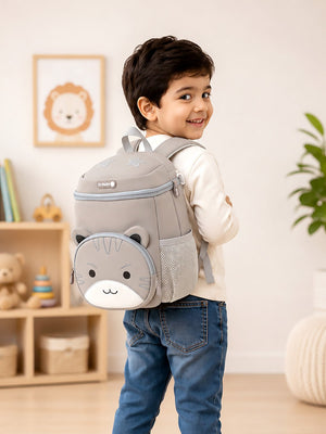 Mulberro 3D Cat Toddler & Kids Backpack with Safety Leash – Gray - School Bag