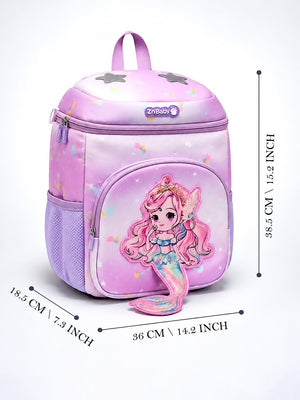 Mulberro 3D Mermaid Princess Kids School Backpack – Purple & Pink - School Bag