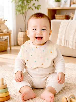 Mulberro 3Pcs Muslin Cotton Baby Bibs with Floral, Bow & Confetti Prints Snap Closure - Baby Bibs