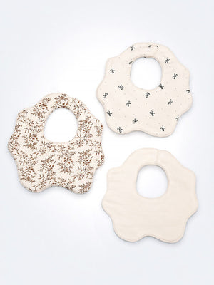Mulberro 3Pcs Muslin Cotton Baby Bibs with Floral, Bow & Confetti Prints Snap Closure - Baby Bibs