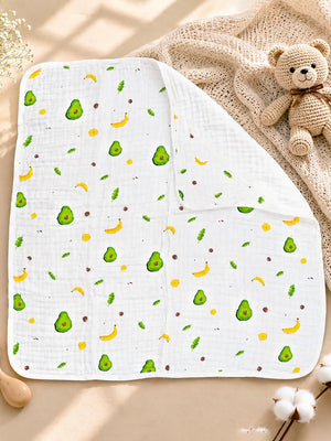 Mulberro Avocado & Banana 6-Layer Muslin Hooded Swaddle Blanket for Newborns - Baby Blankets & Quilts
