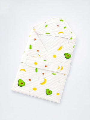 Mulberro Avocado & Banana 6-Layer Muslin Hooded Swaddle Blanket for Newborns - Baby Blankets & Quilts