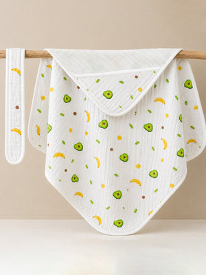 Mulberro Avocado & Banana 6-Layer Muslin Hooded Swaddle Blanket for Newborns - Baby Blankets & Quilts