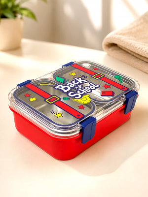 Mulberro Back to School 2-Compartment Kids Steel Tiffin Lunch Box | Leak-Proof | Fork & Spoon Included - Insulated lunch bag