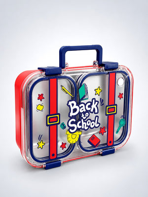 Mulberro Back to School 2-Compartment Kids Steel Tiffin Lunch Box | Leak-Proof | Fork & Spoon Included - Insulated lunch bag