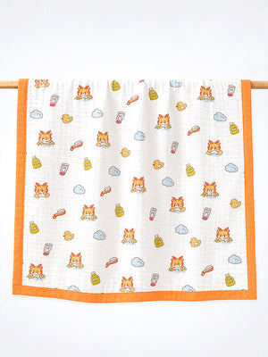 Mulberro Bath Time Lion 6-Layer Muslin Cotton Baby Blanket 110x110cm - Baby Blankets & Quilts