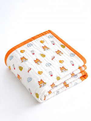Mulberro Bath Time Lion 6-Layer Muslin Cotton Baby Blanket 110x110cm - Baby Blankets & Quilts