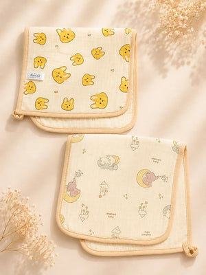 Mulberro Bear & Bunny Print Muslin Burp Cloth | Set of 2 | 100% Muslin Cotton | - Baby Bibs