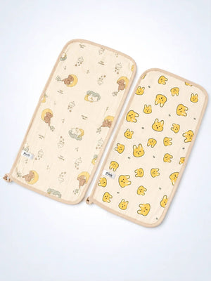 Mulberro Bear & Bunny Print Muslin Burp Cloth | Set of 2 | 100% Muslin Cotton | - Baby Bibs