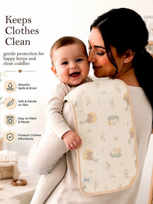 Mulberro Bear & Bunny Print Muslin Burp Cloth | Set of 2 | 100% Muslin Cotton | - Baby Bibs