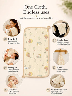 Mulberro Bear & Bunny Print Muslin Burp Cloth | Set of 2 | 100% Muslin Cotton | - Baby Bibs