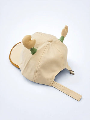 Mulberro Beige 3D Crab Kids Baseball Cap Adjustable 2-6Y - Kids Accessories
