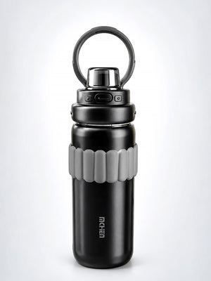 Mulberro Black Stainless Steel Kids Water Bottle with Flip Lid, Straw & Carry Loop - Water Bottle